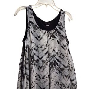 Cocomo Sleeveless Womens Top Black Grey‎ Sheer Front Side Split Scoop Neck